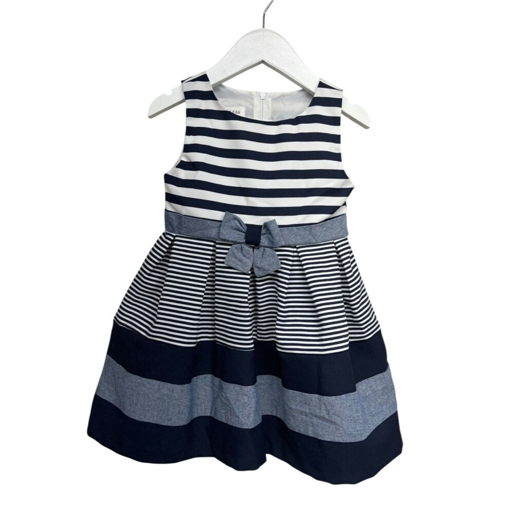 Bonnie Jean Nautical Navy White Stripe Toddler Girls Special Occassion Dress 3T